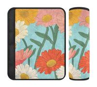 Gerbera Daisy Floral Vintage Cartoon Style 2 Pack cinture di sicurezza copre più comfort di guida per Van forro para cinturon de seguridad