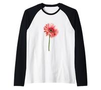Gerbera Margherita Bella Acquerello Margherite Rosa Festa della Mamma Maglia con Maniche Raglan