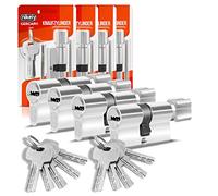 GERCAR - Cilindro profilato per porta, serratura a cilindro, 40/40, con pomello, incluse 10 chiavi, a chiave unica, lunghezza: 80 mm, A:40 B:40, set da 4 pezzi