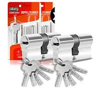GERCAR - Cilindro profilato per porta, serratura a cilindro, 45/45, doppio cilindro, incluse 10 chiavi, a chiave unica, lunghezza: 90 mm, A:45 B:45, set da 2 pezzi