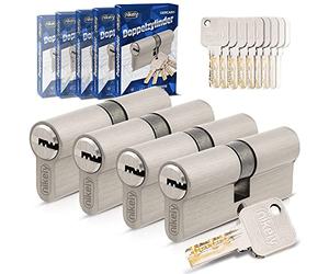 GERCAR Pro Chiusura simultanea 4x Cilindro di chiusura 30/45 Set 4 Cilindri di profilo incl. 20 chiavi - 75 mm Serratura per porta Cilindro di chiusura 4 cilindri - Lunghezza: 75mm, A:30 B:45