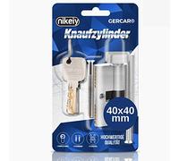 GERCAR Pro - Cilindro con pomello, 40/40, in ottone nichelato opaco, incluse 5 chiavi reversibili, lunghezza: 80 mm, A:40 B:40, set da 1 pezzo