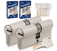 GERCAR Pro Serratura a chiusura simultanea 2x Cilindro di chiusura 30/40 Set 2 Serrature a cilindro incl. 10 chiavi - 70 mm Serratura per porta Cilindro di chiusura 2 cilindri - Lunghezza: 70mm, A:30