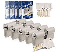 GERCAR Pro - Set di 5 cilindri di chiusura 40/50, 5 cilindri profilati, con 25 chiavi, serratura a cilindro da 90 mm, 5 cilindri, lunghezza: 90 mm, A:40 B:50