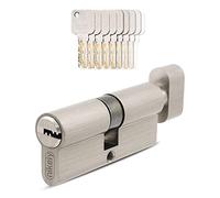 GERCAR Pro - Set di Cilindro a Pomello 40/40, Serratura 80 mm Con 5 Chiavi, Lunghezza 80 mm, A:40 B:40 - Ottone Opaco Massiccio