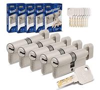 GERCAR Pro Stesso sistema di chiusura 5 Cilindri a pomello 35/35 Set 5x Cilindri di chiusura con pomello incl. 25 chiavi - Serratura a cilindro da 70 mm Set di 5 cilindri - Lunghezza: 70mm, A:35 B:35
