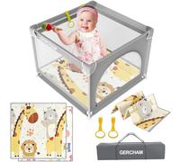 GERCHAM 90x90cm Box Bambini con Materassino,Recinto per Bambini con Tappeto Schiuma,Piccolo Box Neonato per Appartamento,Recinto Neonato Centro di Attività Interno ed Esterno