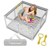 GERCHAM Box Bambini, Recinto per Bambini 125X125cm con Porta di Sicurezza Box Bimbo, Traspirante e Antiscivolo Box Neonato, Adatto per Interni ed Esterni Box per Bambini