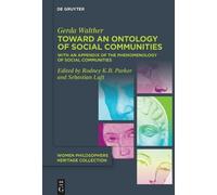 Gerda Walther Toward an Ontology of Social Communities (Copertina rigida)