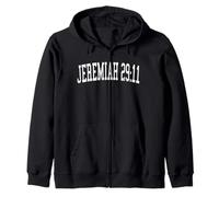 Geremia 29:11 Versetto della Bibbia Cristiano Distressed Varsity Felpa con Cappuccio