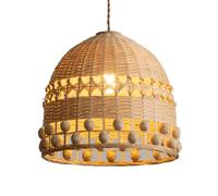 Gerenecic Abat-Jour en rotin tissé à la Main - Élégant luminaire suspendu en bambou, Style bohème, idéal pour Un îlot de Cuisine, Un Salon, etc. (30 cm)
