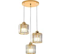 Gerenecic Élégant Lustre européen à Trois lumières en Cristal pour îlot de Cuisine et Salle à Manger - Luminaire suspendu en Métal (Couleur Claire)
