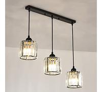 Gerenecic Élégant Lustre européen à Trois lumières en Cristal pour îlot de Cuisine et Salle à Manger - Luminaire suspendu en Métal (D)