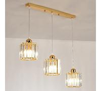 Gerenecic Élégant Lustre européen à Trois lumières en Cristal pour îlot de Cuisine et Salle à Manger - Luminaire suspendu en Métal (C)