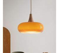 Gerenecic Lampadario a Sospensione Moderno di metà secolo, da 30 cm, in Vetro Arancione, a Sospensione, in Vetro Bianco Latte, con Illuminazione a Tamburo, per Sala da Pranzo, Camera da Let