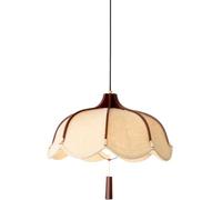 Gerenecic Lampe suspendue élégante en Lin - Lustre de Style nordique Wabi Sabi du milieu du siècle avec des Touches de Bois de Noyer pour Salle à Manger, îlot de Cuisine et espaces de Vie (4