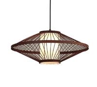 Gerenecic Lustre Artisanal en bambou de Style rétro Zen | Suspension industrielle en Osier pour Maison, Restaurant, Café, abat-Jour réglable 50 cm (Marron, 60 cm)