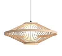 Gerenecic Lustre Artisanal en bambou de Style rétro Zen | Suspension industrielle en Osier pour Maison, Restaurant, Café, abat-Jour réglable 50 cm (Naturel, 40 cm)