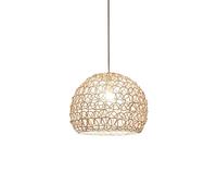 Gerenecic Lustre bohème en rotin - Suspension Semi-sphérique pour Salle à Manger, Chambre et Bar, Compatible E27/E26, Hauteur réglable