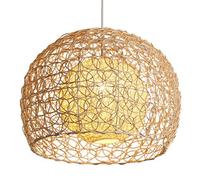 Gerenecic Lustre Boule en rotin Rustique - Suspension tissée à la Main pour Salon, Chambre et Restaurant, culot E26, Longueur de Suspension réglable (50 cm)
