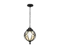 Gerenecic Lustre Boule rétro américain - Éclairage extérieur étanche et antirouille pour Cours, balcons et jardins (Noir, 8,6 po)