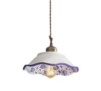 Gerenecic Lustre Chinois réglable en Porcelaine Bleu et Blanc E27, Lampe suspendue pour décoration d'intérieur rétro
