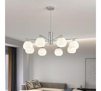 Gerenecic Lustre chromé réglable - Luminaire suspendu industriel pour Salons, chambres, Cuisines et salles à Manger (3/5/8 lumières)