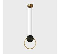 Gerenecic Lustre circulaire Vintage en laiton - Lampe suspendue réglable pour Chambre, Salon, Salle à Manger et Bureau (Couleur foncée)