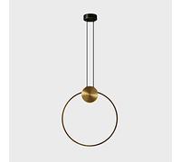 Gerenecic Lustre circulaire Vintage en laiton - Suspension réglable pour Chambre, Salon, Salle à Manger et Bureau (C)