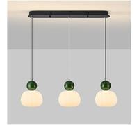 Gerenecic Lustre de Bar à 3 têtes de Style milieu du siècle - Lampe suspendue minimaliste de Style nordique pour îlot de Cuisine, pour Salon et Salle à Manger (Vert)