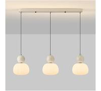 Gerenecic Lustre de Bar à 3 têtes Style milieu du siècle - Lampe suspendue minimaliste de Style nordique pour îlot de Cuisine, pour Salon et Salle à Manger (Blanc)