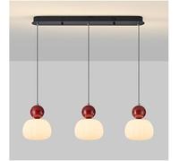 Gerenecic Lustre de Bar à 3 têtes Style milieu du siècle - Lampe suspendue minimaliste de Style nordique pour îlot de Cuisine, pour Salon et Salle à Manger (Rouge)