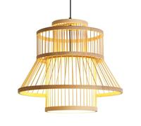 Gerenecic Lustre élégant en Osier de Style Chinois pour la décoration de la Maison et du Restaurant - Abat-Jour réglable en bambou avec douille E26