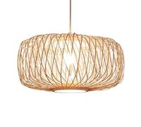 Gerenecic Lustre élégant en rotin de bambou - Suspension Double couche pour Restaurant, Café, Salon de thé, Compatible E26/E27