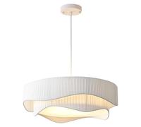 Gerenecic Lustre élégant réglable de 19,7 pouces à 4 lumières avec Tissu Blanc et abat-Jour en acrylique pour Salle à Manger, Salon et Cuisine