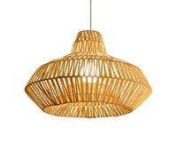 Gerenecic Lustre en Osier Naturel - Plafonnier Semi-encastré de Style nordique pour Chambre, Salon, Salle à Manger, Café, luminaire en rotin Beige avec douille E27 (ampoule Non Incluse)