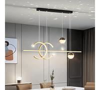 Gerenecic Lustre LED à intensité Variable pour Salle à Manger, Cuisine et Bureau - Longueur réglable avec télécommande, finition dorée (Doré)