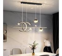 Gerenecic Lustre LED à intensité Variable pour Salle à Manger, Cuisine et Bureau - Longueur réglable avec télécommande, finition dorée (Noir)
