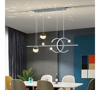 Gerenecic Lustre LED à intensité Variable pour Salle à Manger, Cuisine et Bureau - Longueur réglable avec télécommande, finition dorée (Gris)