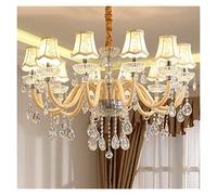 Gerenecic Lustre LED de Luxe en Cristal K9 - Suspension à 8 lumières pour Chambre, Salon et Salle à Manger (12 lumières)