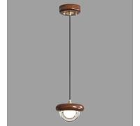 Gerenecic Lustre minimaliste du milieu du siècle en Noyer Noir à Une tête - Lampe suspendue LED Tricolore réglable pour Salle à Manger, Chambre et Cuisine