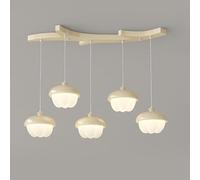 Gerenecic Lustre nordique à 5 têtes en Pin Crème - Lampe suspendue minimaliste pour îlot de Cuisine, pour Salle à Manger et Chambre à Coucher (5 têtes)