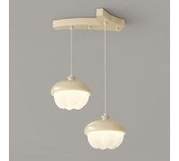 Gerenecic Lustre nordique à 5 têtes en Pin Crème - Lampe suspendue minimaliste pour îlot de Cuisine, pour Salle à Manger et Chambre à Coucher (2 têtes)