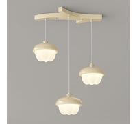 Gerenecic Lustre nordique à 5 têtes en Pin Crème - Lampe suspendue minimaliste pour îlot de Cuisine, pour Salle à Manger et Chambre à Coucher (3 têtes)