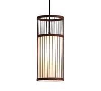 Gerenecic Lustre rétro élégant en bambou et rotin - Abat-Jour cylindrique à LED tissé à la Main pour Salon, Chambre, Café et entrée (Marron)