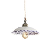 Gerenecic Lustre rétro en Porcelaine Bleu et Blanc - Élégante Suspension en céramique pour éclairage intérieur