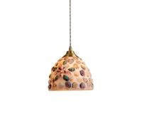 Gerenecic Lustre rétro Français en verre - Élégante Lampe suspendue d'intérieur à Une tête pour Salle à Manger, Chambre, Salon et Porche