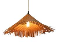 Gerenecic Lustre Vintage en rotin tressé - Suspension Style Plage de 23,6 pouces pour Salle à Manger, Café, Salon de thé, Lampe suspendue réglable (ampoule Non Incluse) (45 cm)