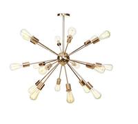 Gerenecic Lustre Vintage Spoutnik 12 lumières - Suspension chromée Antique pour Cuisine et Salle à Manger (or Français, 18 têtes)