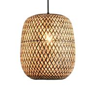 Gerenecic Plafonnier Semi-encastré en bambou Naturel - Lustre tissé à 1 Lumière pour îlot de Cuisine, Salon et Chambre (25 cm)
